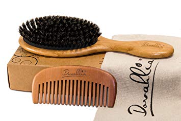Dovahlia Boar Bristle Hair Brush With Wide-Tooth Comb